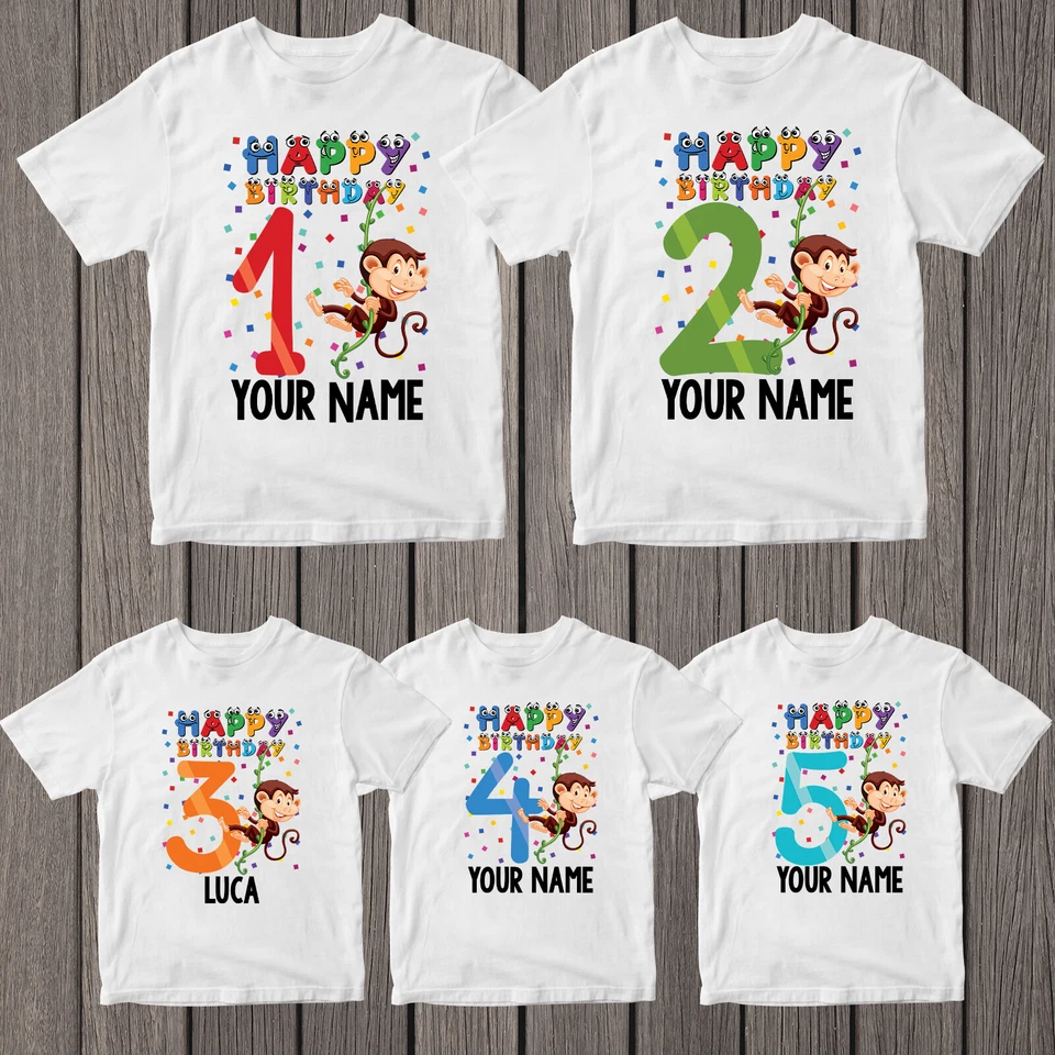 Personalizado Tu Nombre Mono Feliz Cumpleaños Niños Niños Cumpleaños Divertido 2T1A0 Foto 1 de 1