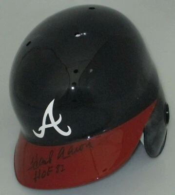 Atlanta Braves HENRY HANK AARON Signed Full Size Helmet AUTO w/ "HOF '82" - JSA - Image 1 of 3