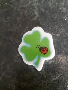 VTG Beetle On Green Clover Leaf Collectible Eraser FREE COMBINED SHIPPING - Picture 1 of 2