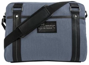 Nuevo con etiquetas Bolso mensajero de tela para hombre Buffalo David Bitton azul negro BUF122913US - Imagen 1 de 10