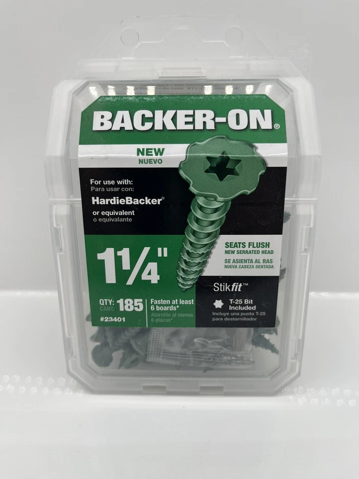 Tornillos para tablero de cemento de cabeza plana de acero Backer-On 23401 #9 x 1-1/4 L pulg. Foto 1 de 1