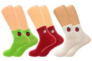 Women’s Funny Ankle Socks 3 Pairs Cute Cotton Kawaii Soft Pastel Casual Gift Set - Picture 1 of 9