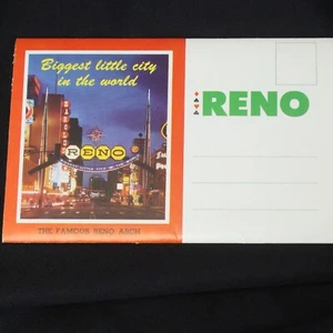 Reno Nevada Fold Out Postcard 11 Photos Souvenir Multiview EXCELLENT Condition - Picture 1 of 14