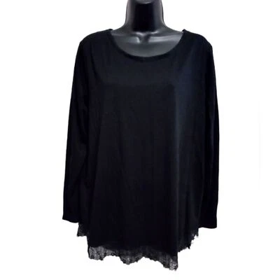 Camisa LC Lauren Conrad XXL Negra Encaje Parte Inferior Borde y Corbatas en la Espalda Informal Básica Foto 1 de 4