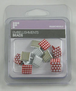 SQUARE BRADS MIXED COLOURS FRANCHEVILLE FASTENER SCRAPBOOKING EMBELLISHMENT x 24 - Picture 1 of 2