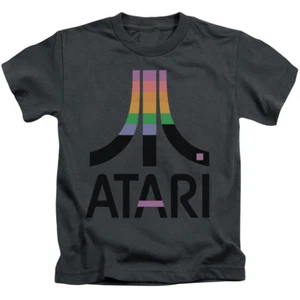 Atari Boys T-Shirt Retro Colors Logo Charcoal Tee - Picture 1 of 2