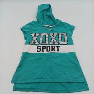 XOXO Sport Shirt Girl's Small Green Hooded Logo Tee - Picture 1 of 7