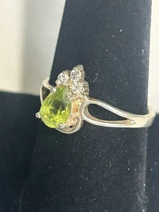 Anello donna in argento sterling con pietra verde pallido 925 misura 9,5 accento cristallo - Foto 1 di 6