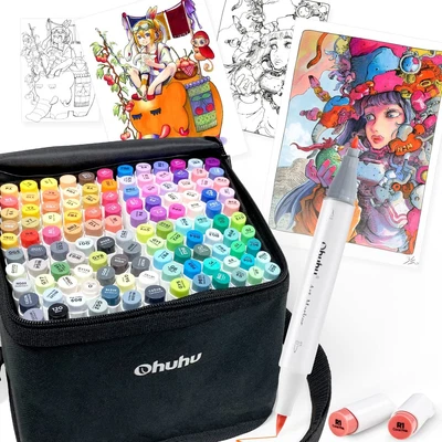 OFUFU Ohuhu 120 Colors Dual Tips Alcohol Art Markers
