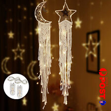 2X Wall Hanging Tapestry Macrame Moon+Star Dream Catcher Home Decor With Light Q
