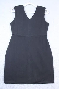Ya Los Angeles Dress Womens Large Black Sleeveless A Line Textured Shoulder Pads - Picture 1 of 10