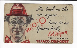 1933 Ed Wynn Estrella de Radio y TV Texaco Jefe de Bomberos Postal Publicidad RARA p1163 - Imagen 1 de 2
