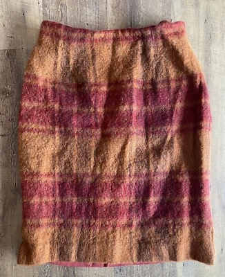 Falda Rena Rowan Talla 4 Naranja Rojo Lápiz Recta Hasta la Rodilla Elegante Lana Foto 1 de 4