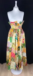 Alemais Patchwork Bohemian Maxirock Seide & Baumwolle gesmokte Taille Gr. S-M - Bild 1 von 23