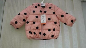 BNWT M & S kids pink extra warmth quilted spotted coat - age 3-6 months - Picture 1 of 4