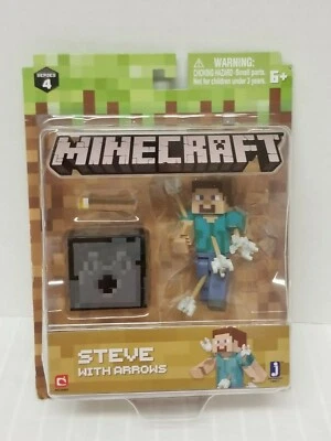 Minecraft Steve con Flechas-Serie 4-Stans 3.5 pulgadas de Alto-Antorcha-Caja Dispensadora-Nuevo Foto 1 de 2