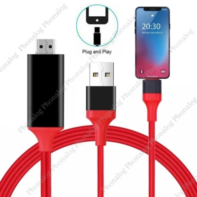 Adaptador 1080P HDMI Cable Espejo Teléfono a TV HDTV AV para iPhone 11 14 13 iPad Foto 1 de 4