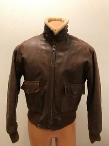 RARE Vintage DISTRESSED Polo Ralph Lauren Brown Shearling Bomber Jacket Medium - Picture 1 of 12