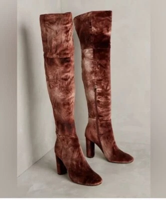 Nuevas Botas Anthropologie Marrón Omber Terciopelo Sobre la Rodilla Talla 38 Foto 1 de 4