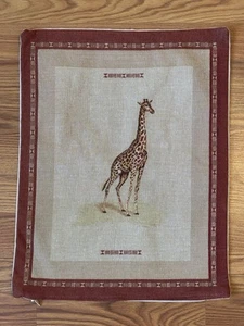 Vintage Goblys Giraffe Tapestry Woven Pillowcase Zipper Closure Made In France - Picture 1 of 7