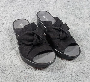Sandalias de cuña para mujer Bzees Susie talla 7,5 negras con lazo de ganchillo sin cordones cómodas nuevas en caja - Imagen 1 de 10