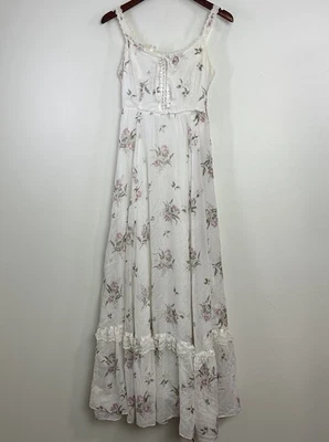 Vintage Gunne Sax Dress Corset Prairie Cottagecore Floral Lace 1970s Maxi Small - Image 1 of 4