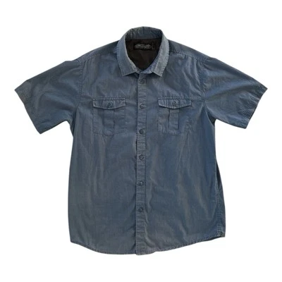 Mens Blue Retrofit Button Down Shirt Short Sleeve with Pockets Size Medium - Image 1 of 4