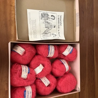 Fio de mistura de lã vintage BERNAT MOHAIR Plus rosa mohair 1,5 oz novelo rosa selvagem (9) - Imagem 1 de 4