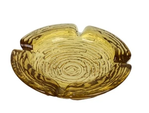 Vintage Anchor Hocking Amber Soreno Ripple Glass Ash Tray 4.25” Rounded Bottom - Picture 1 of 4