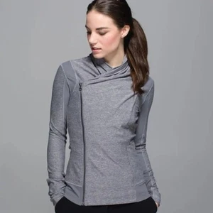 Lululemon Bhakti Yoga Jacket SIZE 4 Gray Full Zip Sweatshirt Thumbhole Pockets - Picture 1 of 13