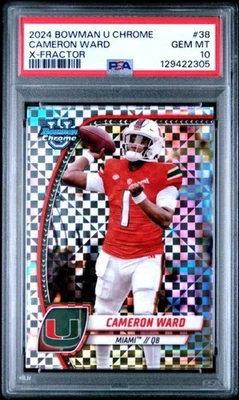 Graded 2024 Bowman U Chrome Cam Ward #38 X-Fractor Rookie Football Card PSA 10 - Image 1 of 2