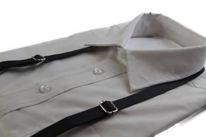 Boys Adjustable Faux Leather Thin Black Suspenders - Picture 1 of 2