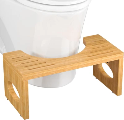 7" Bamboo Toilet Stool, Foldable Poop Stool, Bathroom Step Stool Squat (Natural) - Image 1 of 4
