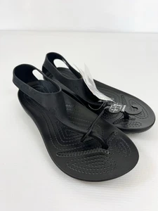 Sandalias para mujer CROCS W6 SERENA FLIP icónicas cómodas tanga negra raras - Imagen 1 de 6