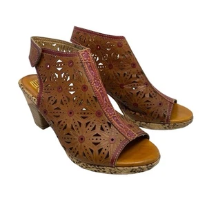 L'ARTISTE Spring Step Marjan Cutout Leather Open Toe Heels Shoes sz 6.5- 7 eu 37 - Picture 1 of 10