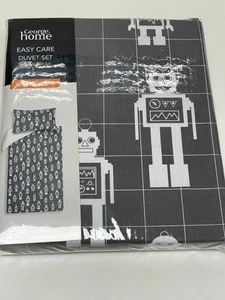 Roboter Einzel Bettbezug Single & Kissenbezug ASDA GEORGE Grau Weiß Wende - Bild 1 von 7