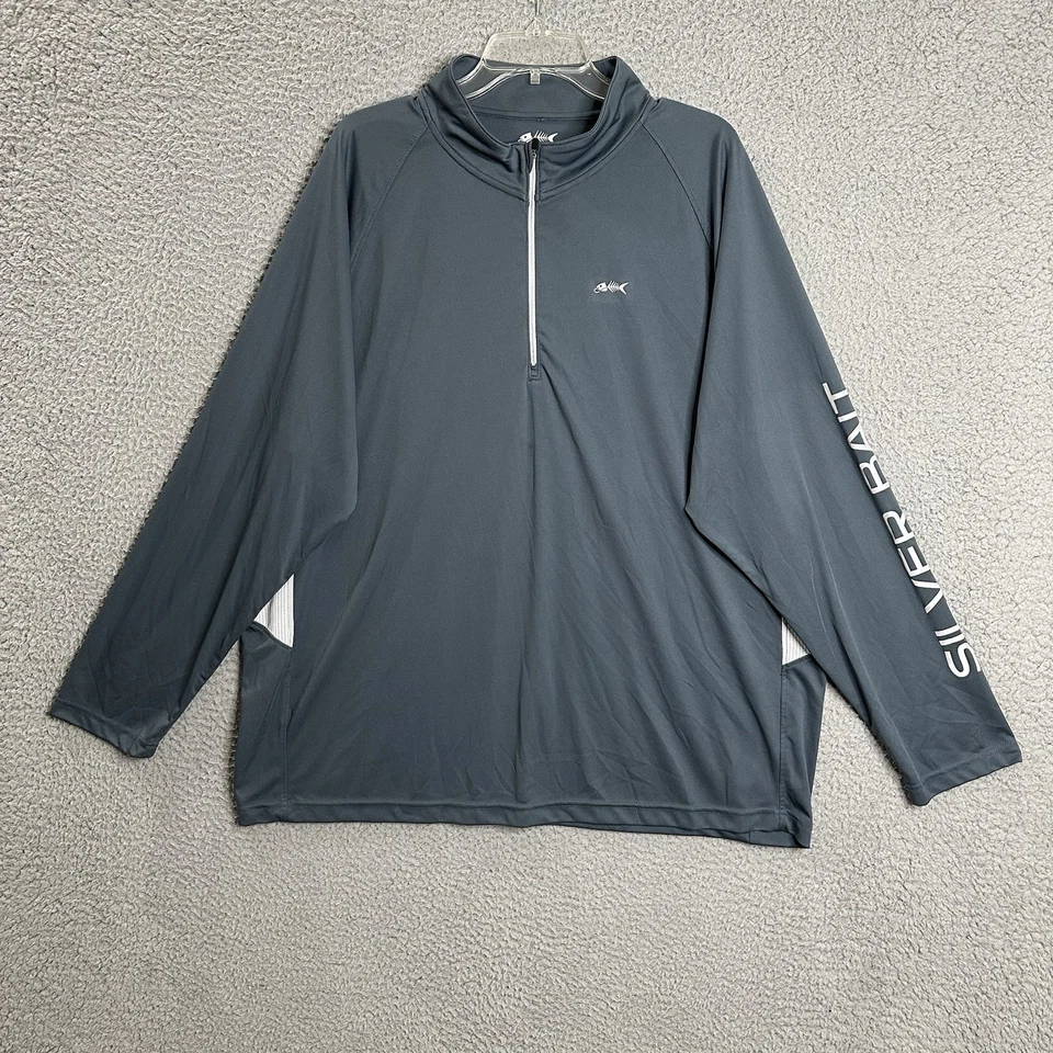 Camisa Pullover Cebo Plateado 1/4 Cremallera Para Hombres 2XL Gris Rendimiento Pesca Elástica Foto 1 de 4