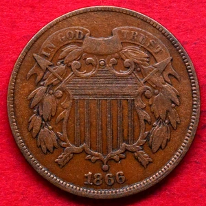 1866 TWO CENT PIECE - Picture 1 of 4