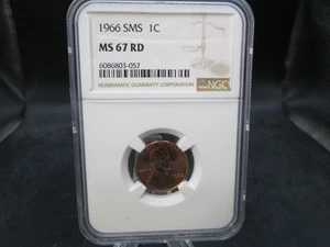 1966 US SMS Lincoln Uncirculated 1 Cent Penny Coin NGC MS 67 RD - Picture 1 of 4