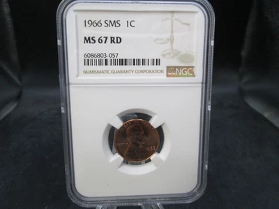 1966 US SMS Lincoln Uncirculated 1 Cent Penny Coin NGC MS 67 RD - Image 1 of 4
