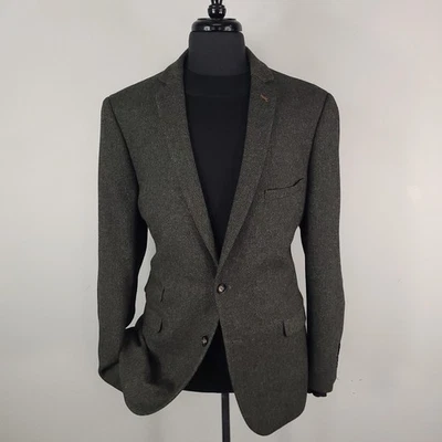 Blazer de cachemira y gris para hombre 46R verde tweed mezcla de lana abrigo deportivo parche en el codo Foto 1 de 4