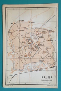 Plano de la ciudad de Udine de Italia - Mapa Baedeker 1899 4 x 6" (10 x 15 cm) - Imagen 1 de 1