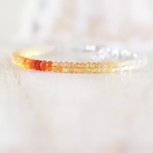 Bracciale delicato perline pietre preziose rondelle sfaccettate opale di fuoco maxicano naturale 3 mm - Foto 1 di 3