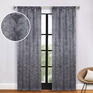 Leaves Washable 26" Wide Rod Pocket Room Darkening Blackout Curtains, Set of 2 - Picture 1 of 173