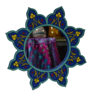 Марокканский зеркало ручная роспись ванная комната комод настенного декора ручной работы мед синий - Изображение 1 из 4