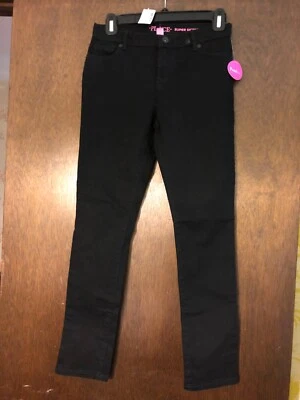 "Jeans súper ajustados elásticos negros denim talla 12 para niña entrepierna 26"" nuevos con etiquetas" Foto 1 de 3