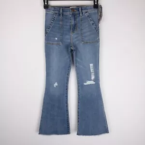 OshKosh Denim Distressed Retro High Rise Flare Jeans Girls Size 7A Blue New - Picture 1 of 15