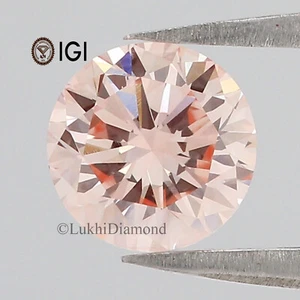 1.30 CT IGI Certified Round Cut Fancy Intense Pink Color VS1 Clarity Lab Diamond - Picture 1 of 9
