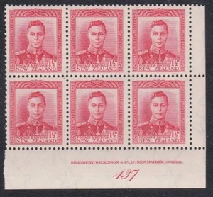 NEW ZEALAND GVI 1½ red plate block #137 MNH................................A6789 - Picture 1 of 1