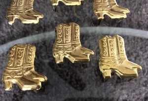 Lot 12 Brass Cowboy Boot 1-1/8" Decorative Leather Spots .25" Prong RARE NOS - Picture 1 of 5